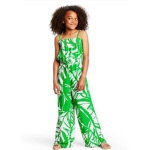 Girl's - Lilly Pulitzer For Target Green Palm Print Jumpsuit, Size Large (10/12)
